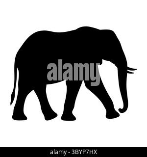 Elephant silhouette walking view 1 Stock Vector