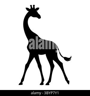 Giraffe silhouette walking ahead but looking behind Stock Vector