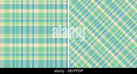 Pair of seamless pastel plaid patterns. Perfect for textile design, fashion, home decor, and website backgrounds. Fresh, springlike colors evoke feeli Stock Vector
