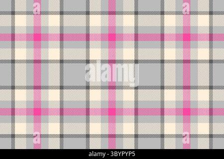 Elegant plaid pattern in soft hues. A classic tartan design with pink accents, perfect for textiles, backgrounds, or design elements. Versatile and st Stock Vector