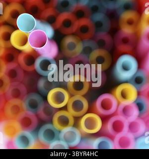 Drinking straws. Macro abstract image with beautiful multi-colored background Stock Photo