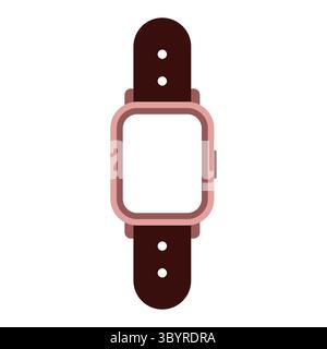 Modern Smartwatch Flat Vector Illustration. This minimalist vector illustration showcases a modern smartwatch with a clean and simple design. Stock Vector