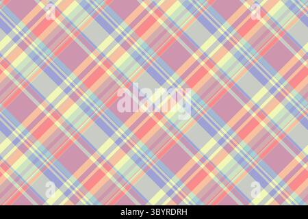 Checking pattern fabric vector, couch texture plaid textile. Soft seamless tartan check background in light and pastel grey colors palette. Stock Vector