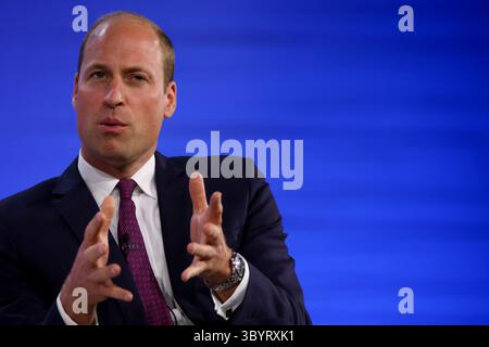 September 19, 2023, NEW YORK, NY, United States: New York (United States), 19/09/2023.- Britain's Prince William, Prince of Wales, gestures as he speaks during the Earthshot Prize Innovation Summit in New York City, New York, USA, 19 September 2023. Prince William is visiting New York between 18 and 19 September to attend meetings and events linked to the Earthshot Prize, learn how New York is tackling environmental issues, visit first responders and meet with leaders at the United Nations. (Príncipe de Gales, Reino Unido, Nueva York) (Credit Image: © Shannon Stapleton/POOL via ZUMA Press Wire Stock Photo