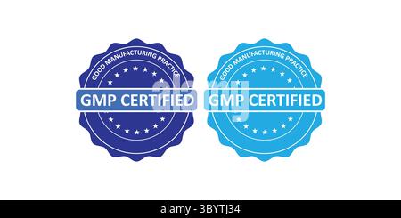 GMP Certified Badges for Quality Assurance and Product Standards Stock Vector