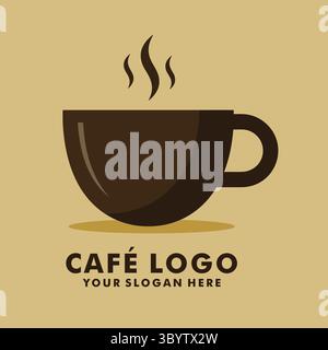 Hot Coffee Cup Cafe Logo Stock Vector