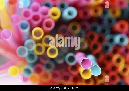 Drinking straws. Macro abstract image with beautiful multi-colored background Stock Photo