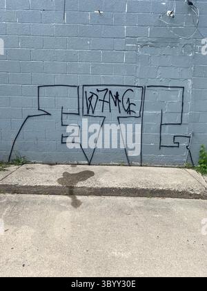 W7M ScoreGang graffiti. Crip set known for joyriding, street disputes, and strong-arm robberies in Detroit. Stock Photo