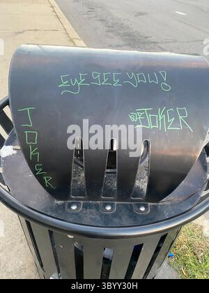 W7M ScoreGang graffiti. Crip set known for joyriding, street disputes, and strong-arm robberies in Detroit. Stock Photo