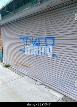 W7M ScoreGang graffiti. Crip set known for joyriding, street disputes, and strong-arm robberies in Detroit. Stock Photo