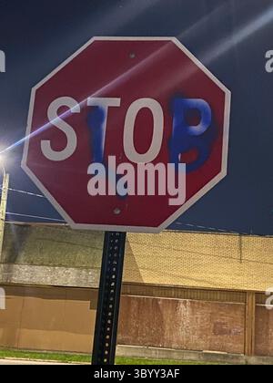 W7M ScoreGang graffiti. Crip set known for joyriding, street disputes, and strong-arm robberies in Detroit. Stock Photo