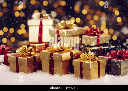 Christmas present and gift boxes under Christmas tree Stock Photo