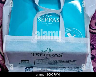 Giza, Egypt, July 4 2025: Tseppas sweets, began in 1912 when Evanglos Tseppas, a chef from Greece founded his first bakery, excelled in French patisse Stock Photo
