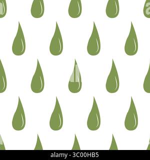 Green drops. Olive oil. Seamless pattern. Vector illustration. Stock Vector
