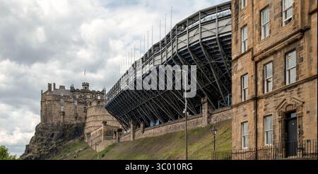 Grandstands for the annual Military Tattoo on Edinburgh Castle Esplanade. Stock Photo
