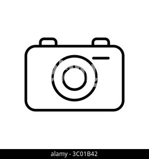 This minimalist camera icon showcases a sleek design suitable for digital media and print. Ideal for creative projects and visual communication in pho Stock Vector