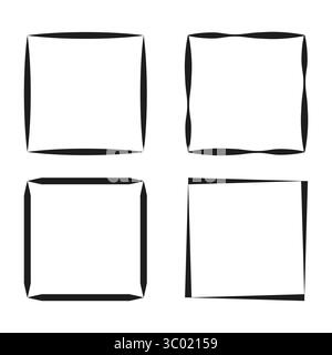Corner square borders. Twisted line segments. Geometric corner design Stock Vector
