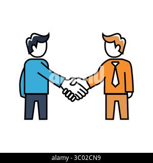 Business handshake illustration. Partnership agreement symbol. Trust cooperation Vector. Successful deal concept. Stock Vector