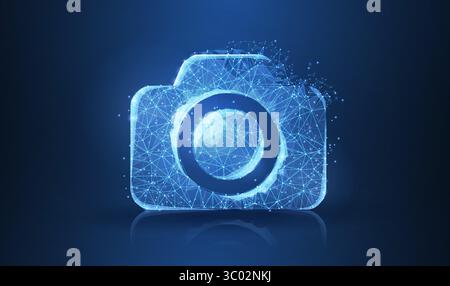 Photo camera. Abstract polygonal wireframe camera illustration Stock Vector