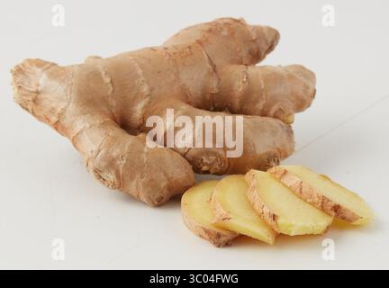 fresh ginger isolated nature background with clipping path Stock Photo