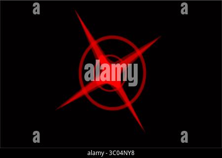 Three stylized starburst shapes, colored blue, white, and red, are arranged horizontally against a dark gray background. Stock Vector