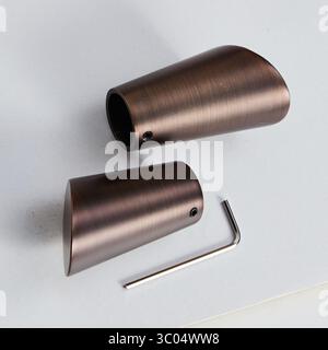 Copper pipe with hexagon wrench isolated nature background with clipping path Stock Photo