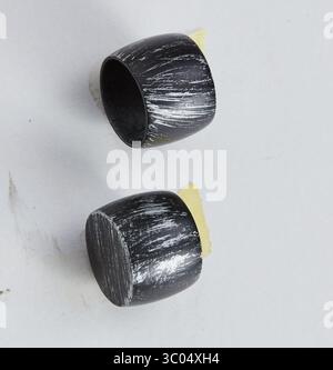 Scratched steel ring isolated nature background with clipping path Stock Photo