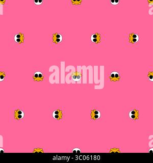 Seamless pattern featuring repeating duck skulls on a bright pink background, cartoon style. Stock Vector