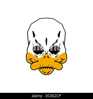 duck skull with detailed bone structure, symbolizing nature, decay, and anatomy. A minimal yet powerful concept for biology, paleontology, or dark art Stock Vector