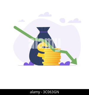 Cost reduction, big discount concept.  Vector illustrations for banner, website, landing page, flyer. Stock Vector