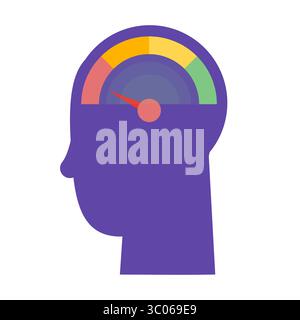 Stress level concept with head symbol indicating to high vector ...