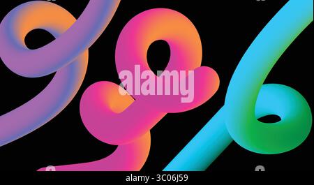 : Vector Rainbow Ribbon Pattern. Color Line Vector Pattern. Rainbow Ribbon Pattern. 3D Vector Colorful Lines Graphic Design Stock Vector
