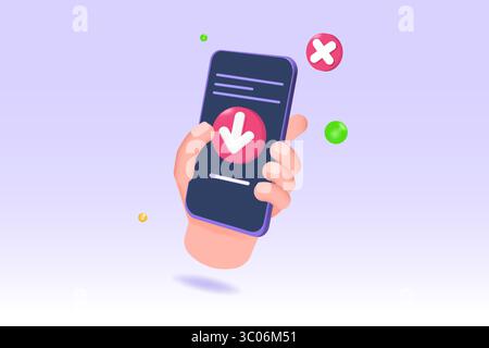 Download error icon. 3D vector illustration Stock Vector
