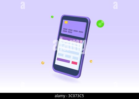 Payment details, entering credit cards details online. 3d realistic Vector Illustration. Stock Vector