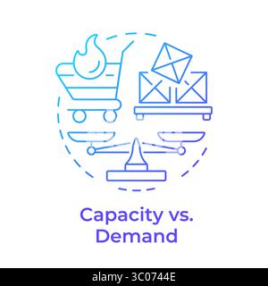 Capacity vs demand blue gradient concept icon Stock Vector