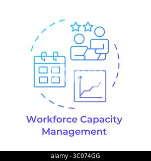 Workforce capacity management blue gradient concept icon Stock Vector