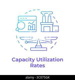 Capacity utilization rates blue gradient concept icon Stock Vector