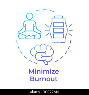 Minimize burnout blue gradient concept icon Stock Vector