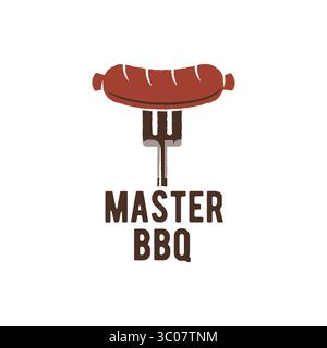 Grilled Sausage BBQ Logo Stock Vector