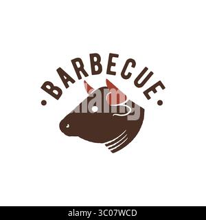Bull Head Barbecue Logo Stock Vector