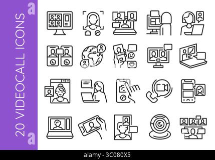 Videocall Icons Set Stock Vector