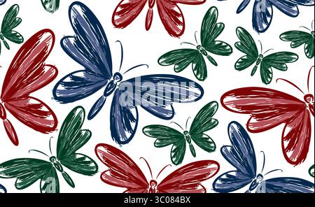 Seamless background with butterflies. Stock Vector