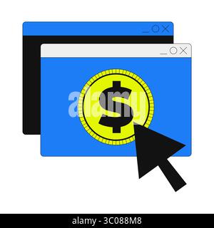 Online payment click with dollar 2D onboarding ui illustration Stock Vector