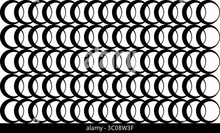 black interlocking circles geometric pattern Stock Vector