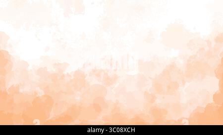 Autumn watercolor background of orange color. Translucent stains and paint spill, background for horizontal banner. Fall aesthetics and mood of color Stock Vector