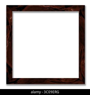 Rectangular picture frame. Old wooden frame, vintage style, with empty space and isolated white background Stock Photo