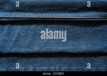 Blue Denim Texture with two Horizontal Folded Lines Stock Photo
