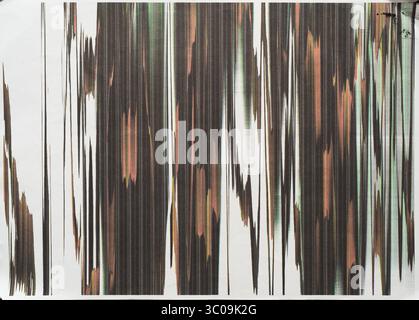 Abstract Red, Black, White and Green Glitchy Color Bar created from Photocopy Art Technique Stock Photo