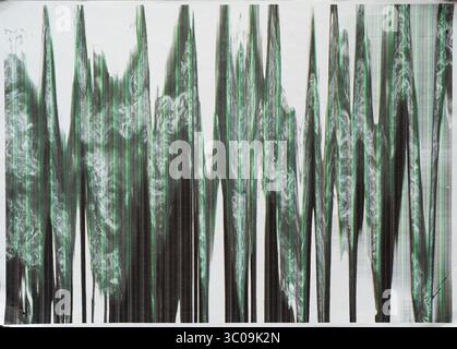 Abstract Black and Green Wiggly shape on White Paper created from Photocopy Art Technique Stock Photo
