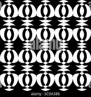 Black on Transparent Geometric Seamless Pattern - Interlocking Abstract Shapes Stock Vector
